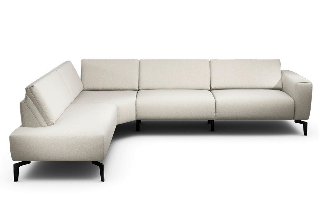 ECKSOFA Cosy Sandfarben, Naturfarben Chenille  - Sandfarben/Schwarz, Design, Textil/Metall (213/296cm) - SENSOO