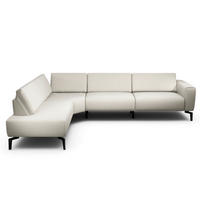 ECKSOFA Cosy Sandfarben, Naturfarben Chenille  - Sandfarben/Schwarz, Design, Textil/Metall (213/296cm) - SENSOO