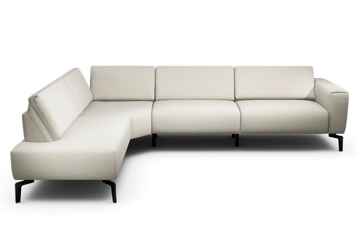 ECKSOFA Cosy Sandfarben, Naturfarben Chenille  - Sandfarben/Schwarz, Design, Textil/Metall (213/296cm) - SENSOO