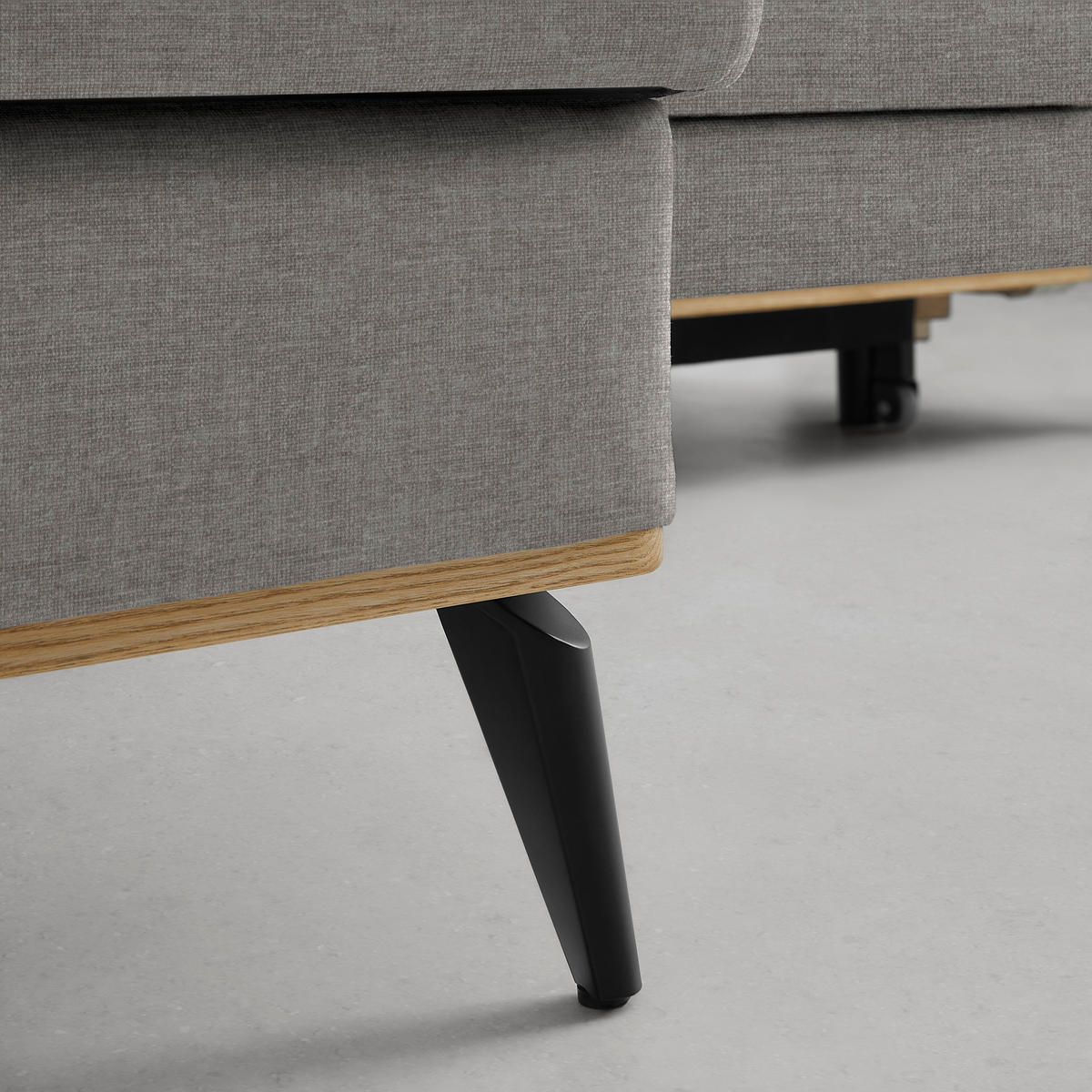 ECKSOFA in Chenille Taupe  - Taupe/Schwarz, Konventionell, Holz/Textil (167/234cm) - MID.YOU
