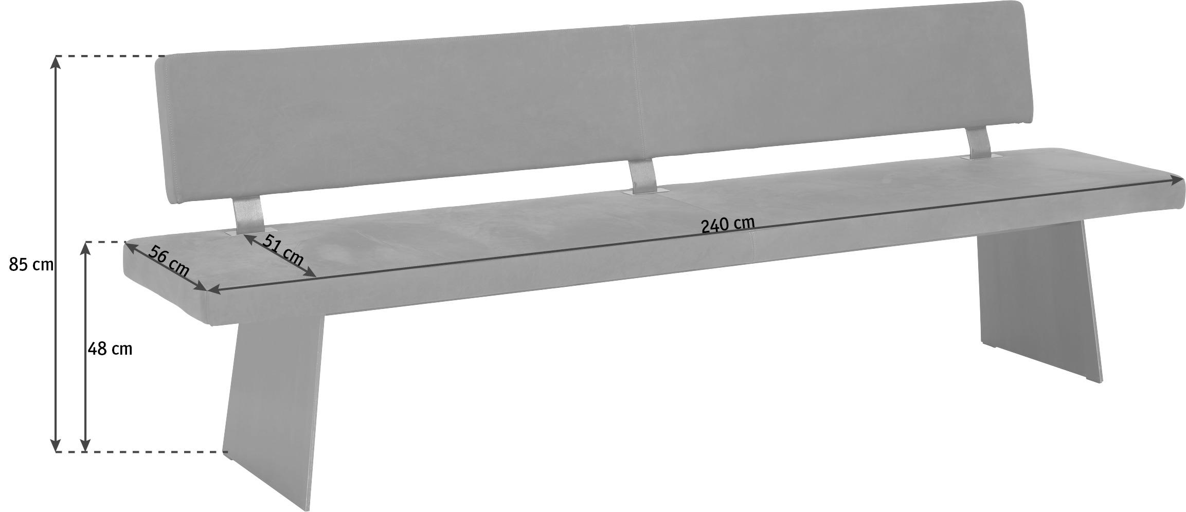 SITZBANK 240/85/56 cm  in Braun, Nussbaumfarben  - Nussbaumfarben/Schwarz, Natur, Leder/Holz (240/85/56cm) - Anrei