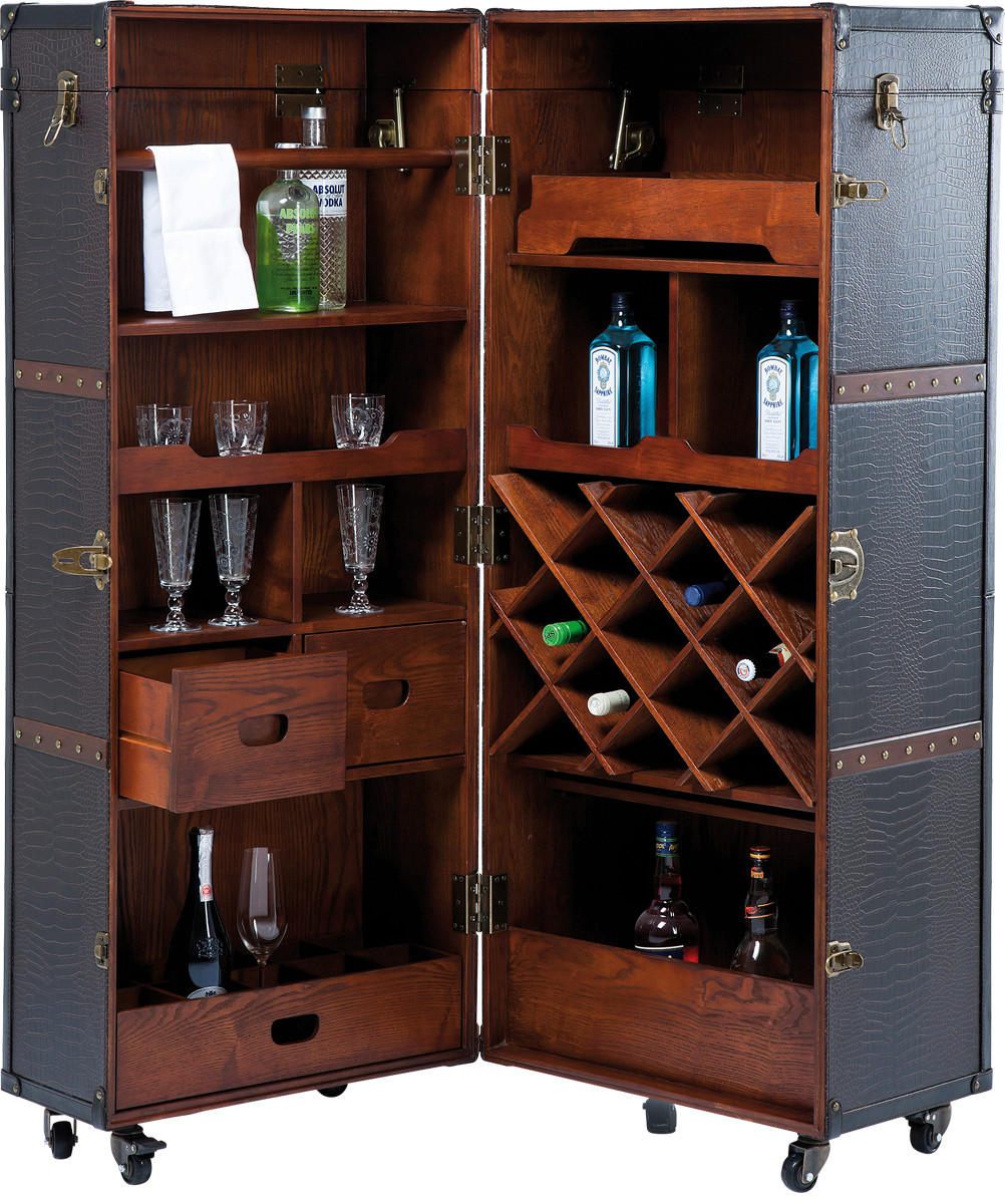 BARSCHRANK Braun, Schwarz  - Schwarz/Braun, Trend, Holzwerkstoff/Kunststoff (61/154/61cm) - Kare-Design