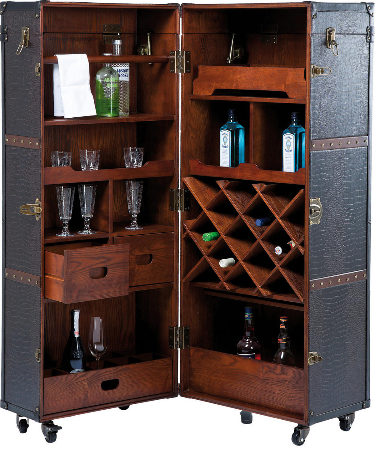 BARSCHRANK Braun, Schwarz  - Schwarz/Braun, Trend, Holzwerkstoff/Kunststoff (61/154/61cm) - Kare-Design