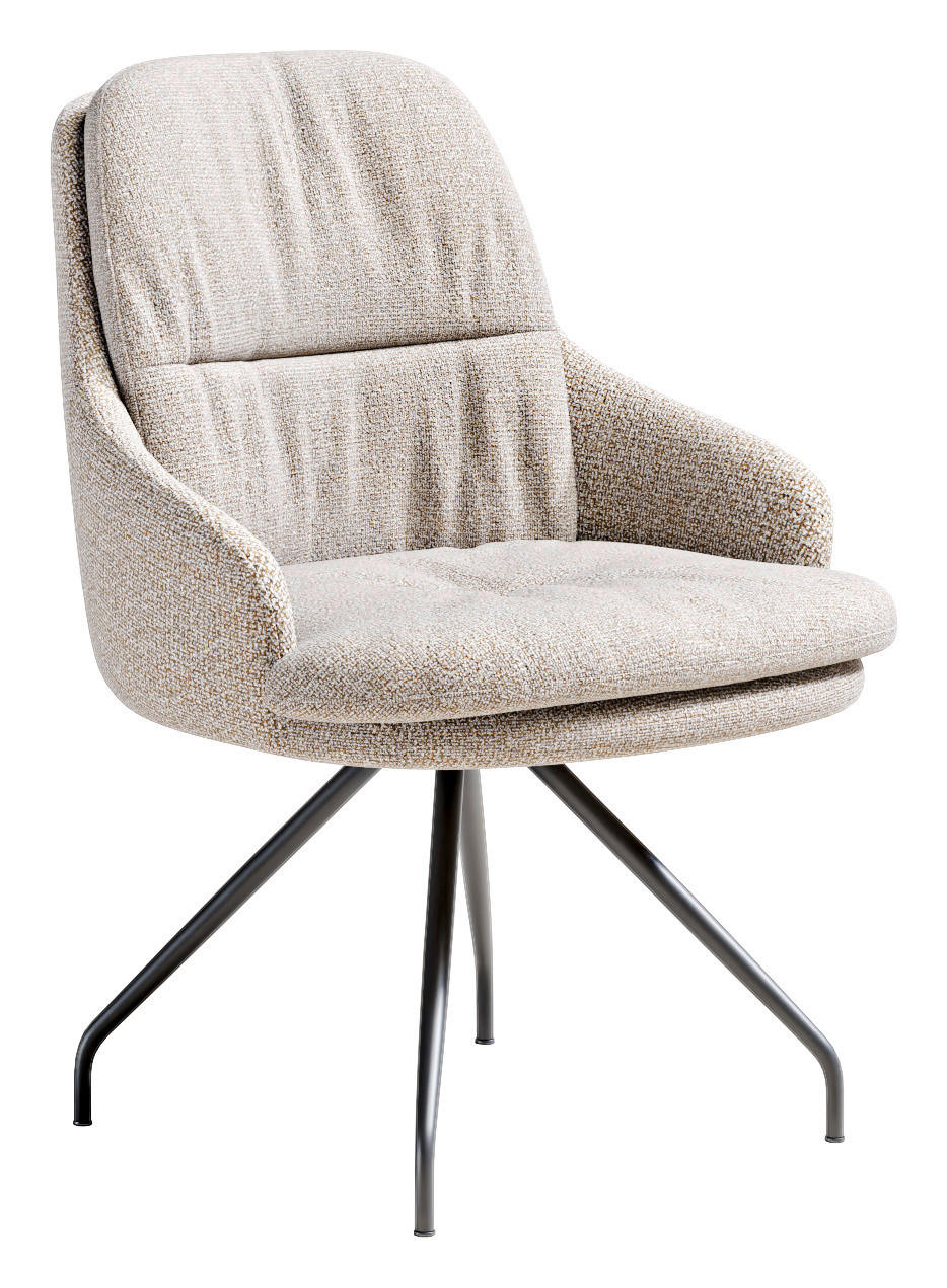 ARMLEHNSTUHL  Beinauswahl, Stoff-/Lederauswahl, Sitzfläche 360° drehbar Flachgewebe  - Rostfarben/Beige, Design, Textil/Metall (60/86/66cm) - Dieter Knoll