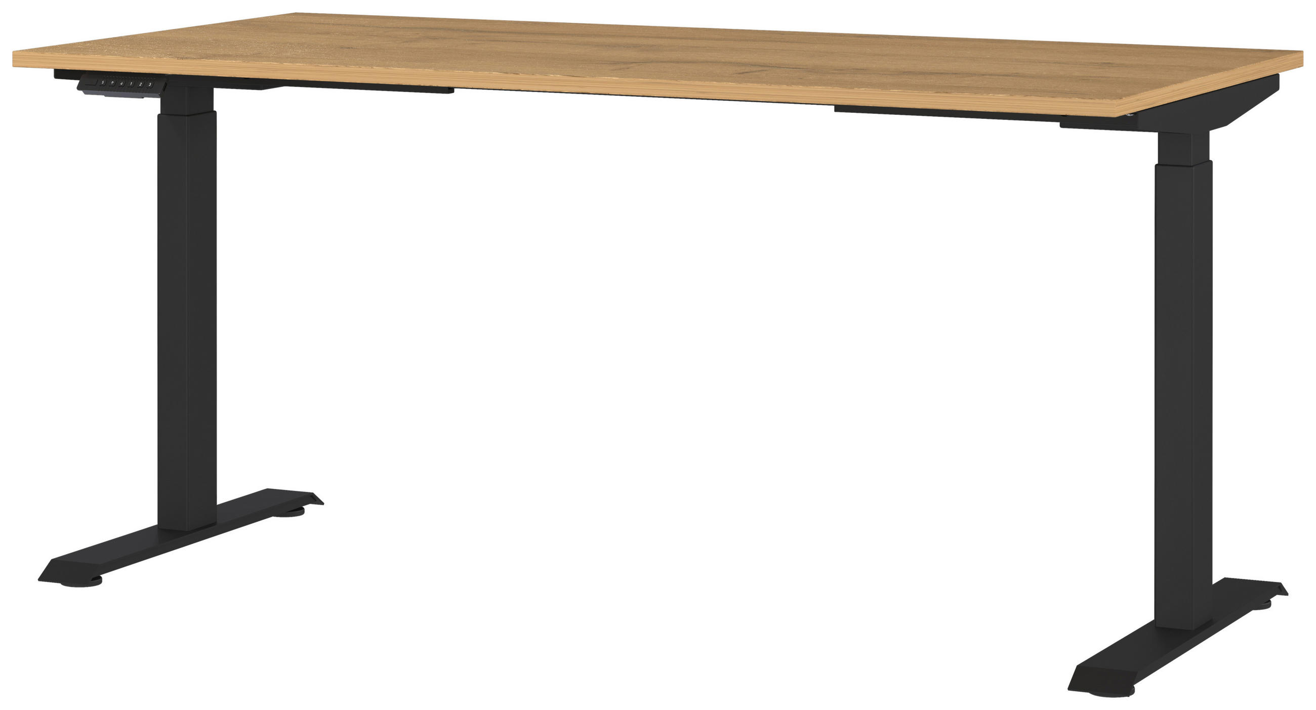 SCHREIBTISCH 160/80/72-118 cm  in Schwarz, Eichefarben, Braun  - Eichefarben/Schwarz, MODERN, Holzwerkstoff/Metall (160/80/72-118cm) - Novel