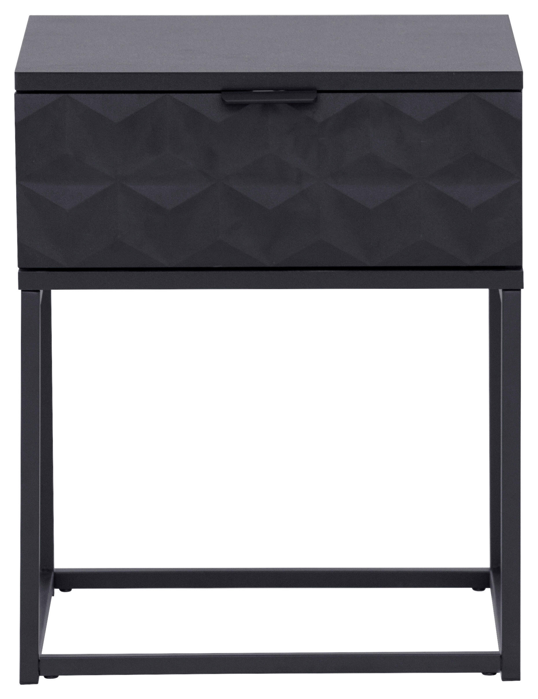 NACHTSCHRANK 42,5/52/38,5 cm  - Schwarz, KONVENTIONELL, Holzwerkstoff/Metall (42,5/52/38,5cm) - Boxxx