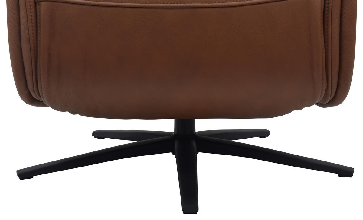 RELAXSESSEL Lederlook Echtleder    - Cognac/Schwarz, Design, Leder/Holz (75/109/84/148/84cm) - Livetastic