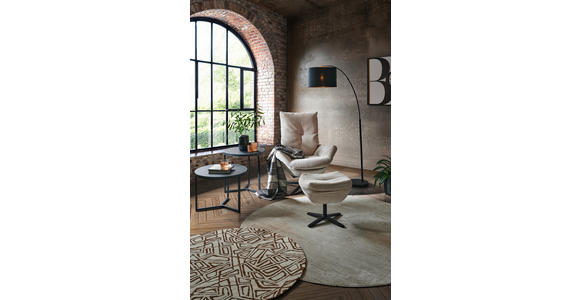 RELAXSESSELSET Cord Relaxfunktion, Hocker - Beige/Schwarz, Design, Textil/Metall (77/100/78cm) - Carryhome