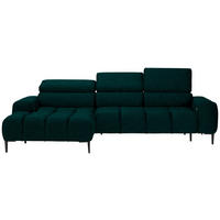 ECKSOFA in Samt, Webstoff Dunkelgrün  - Dunkelgrün/Schwarz, Design, Textil/Metall (177/270cm) - Welnova