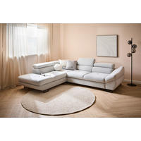 ECKSOFA in Webstoff Hellgrau  - Hellgrau/Schwarz, Design, Textil/Metall (235/280cm) - Hom`in