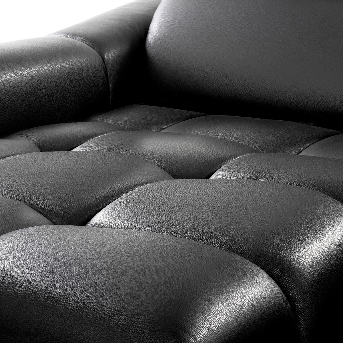 ECKSOFA AVEIRO Schwarz Echtleder Bettkasten, Kopfteilverstellung, Sitzvorzug  - Schwarz, Design, Leder/Kunststoff (177/274cm) - Livetastic