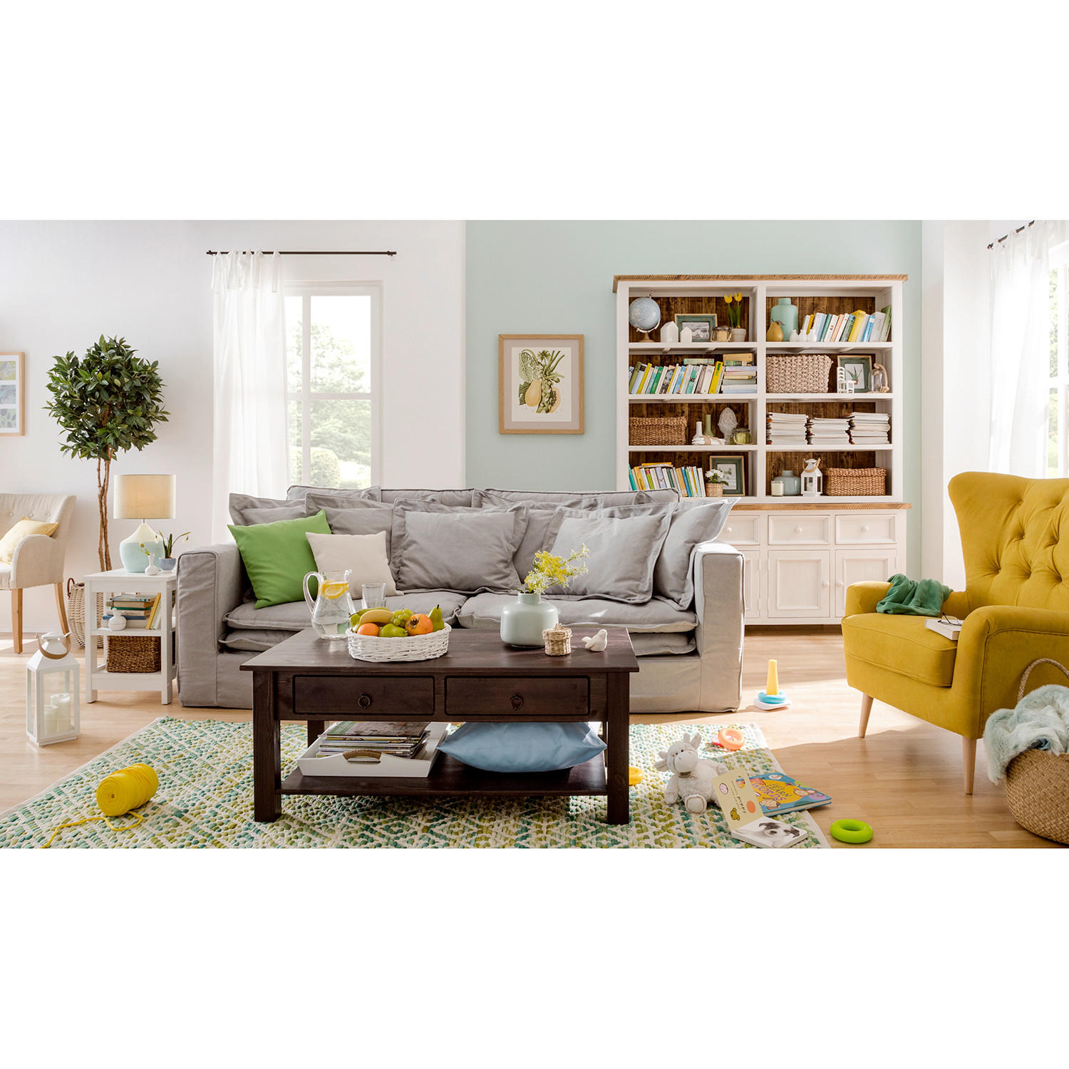 3-SITZER-SOFA Webstoff Hellgrau  - Hellgrau/Schwarz, Design, Kunststoff/Textil (238/90/119cm) - P & B