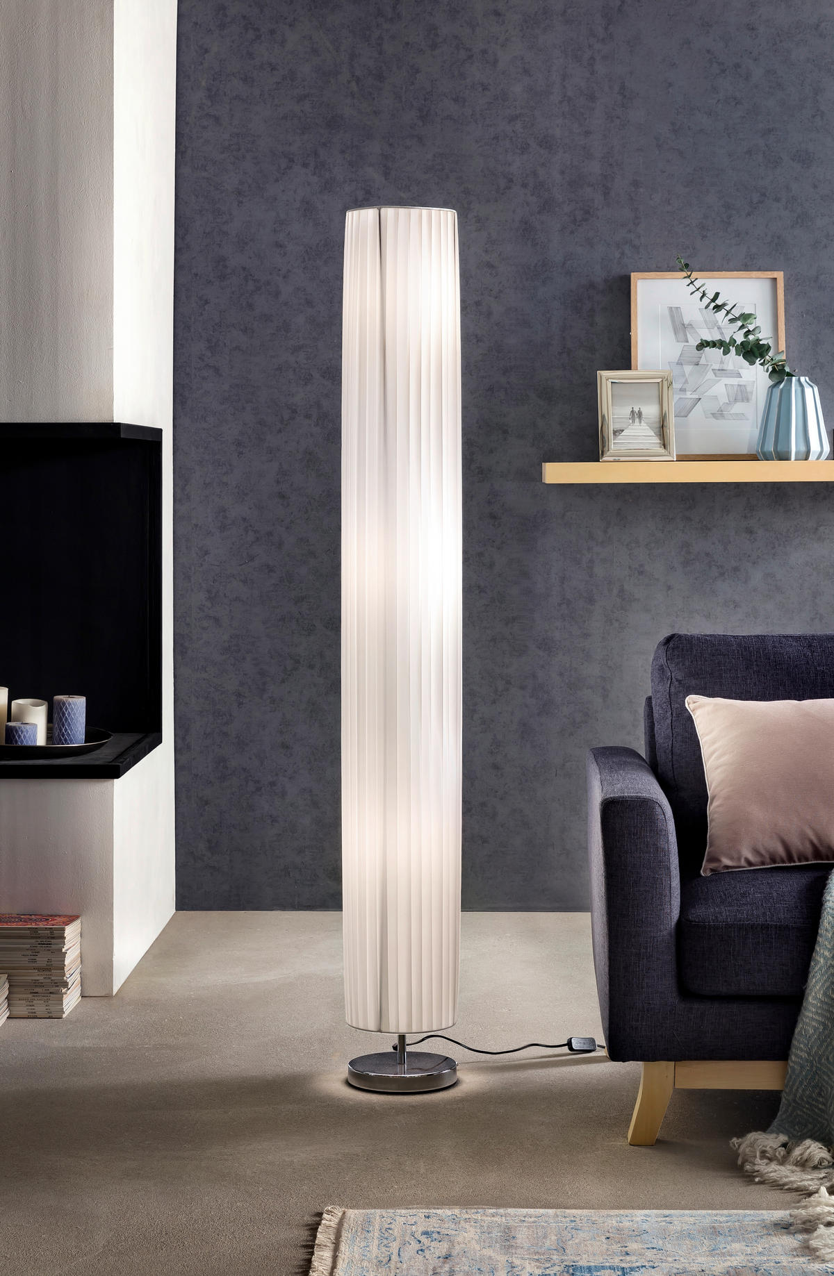 STEHLEUCHTE  20/160/20 cm   - Silberfarben/Weiß, Design, Kunststoff/Metall (20/160/20cm) - P & B