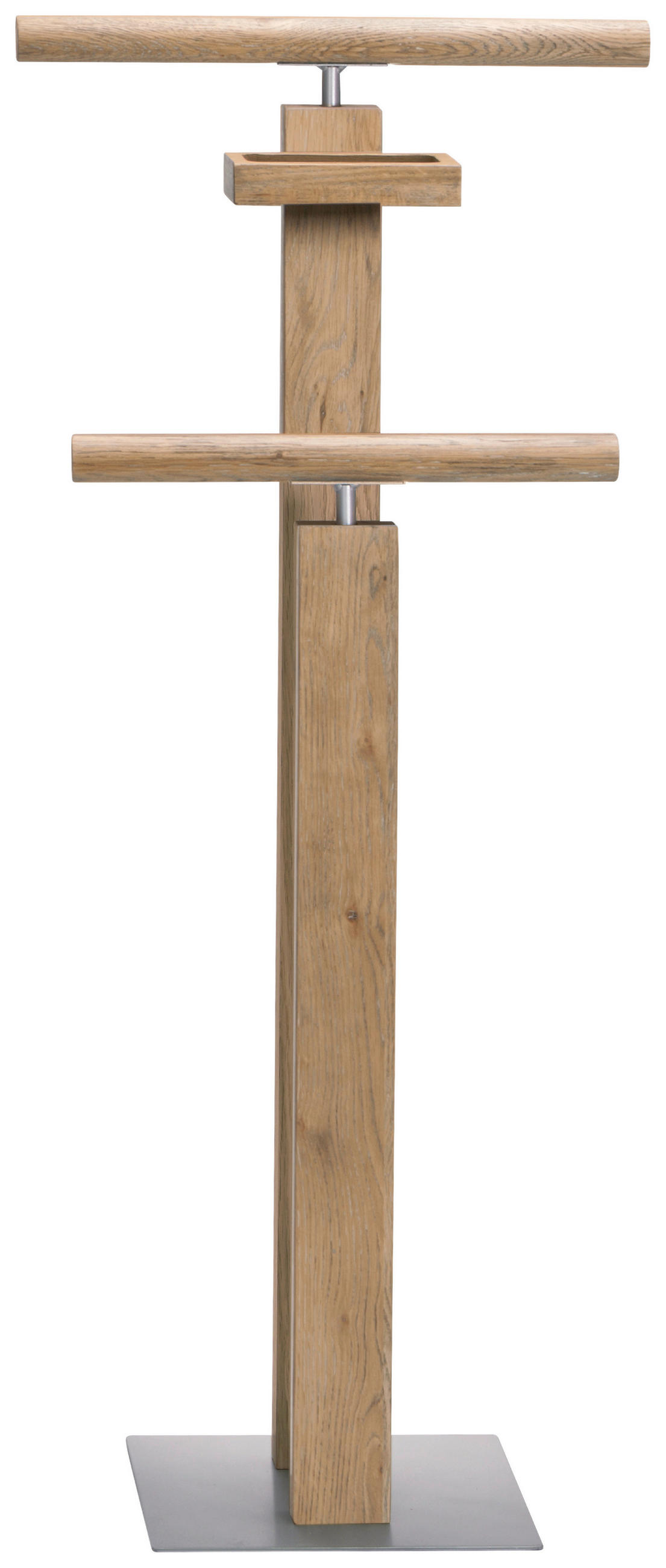 HERRENDIENER - Eichefarben/Alufarben, KONVENTIONELL, Holz/Metall (45/107/28cm) - Hasena