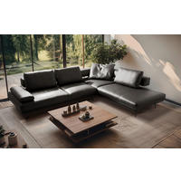 ECKSOFA  in Echtleder Anthrazit  306/237 cm  - Anthrazit/Schwarz, Design, Leder/Metall (306/237cm) - Livetastic
