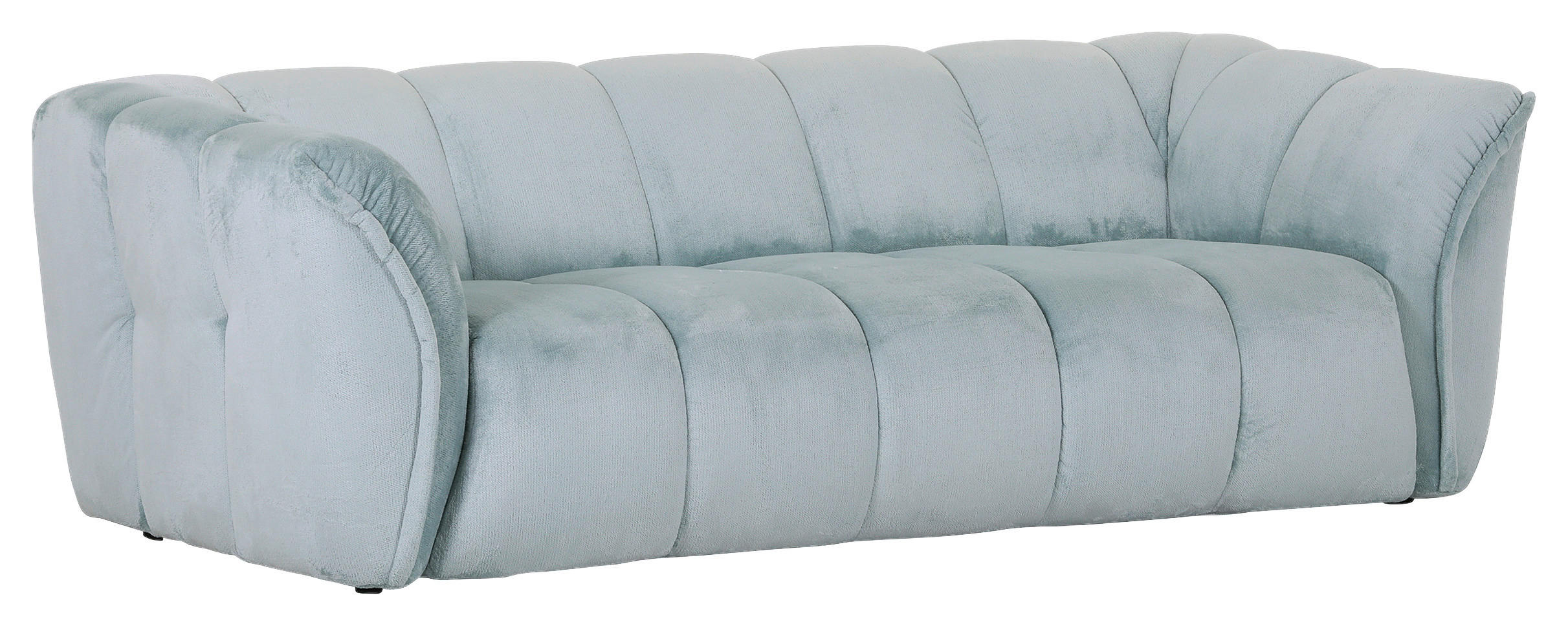 BIGSOFA in Plüsch Mintgrün  - Schwarz/Mintgrün, Konventionell, Kunststoff/Textil (220/67/106cm) - MID.YOU