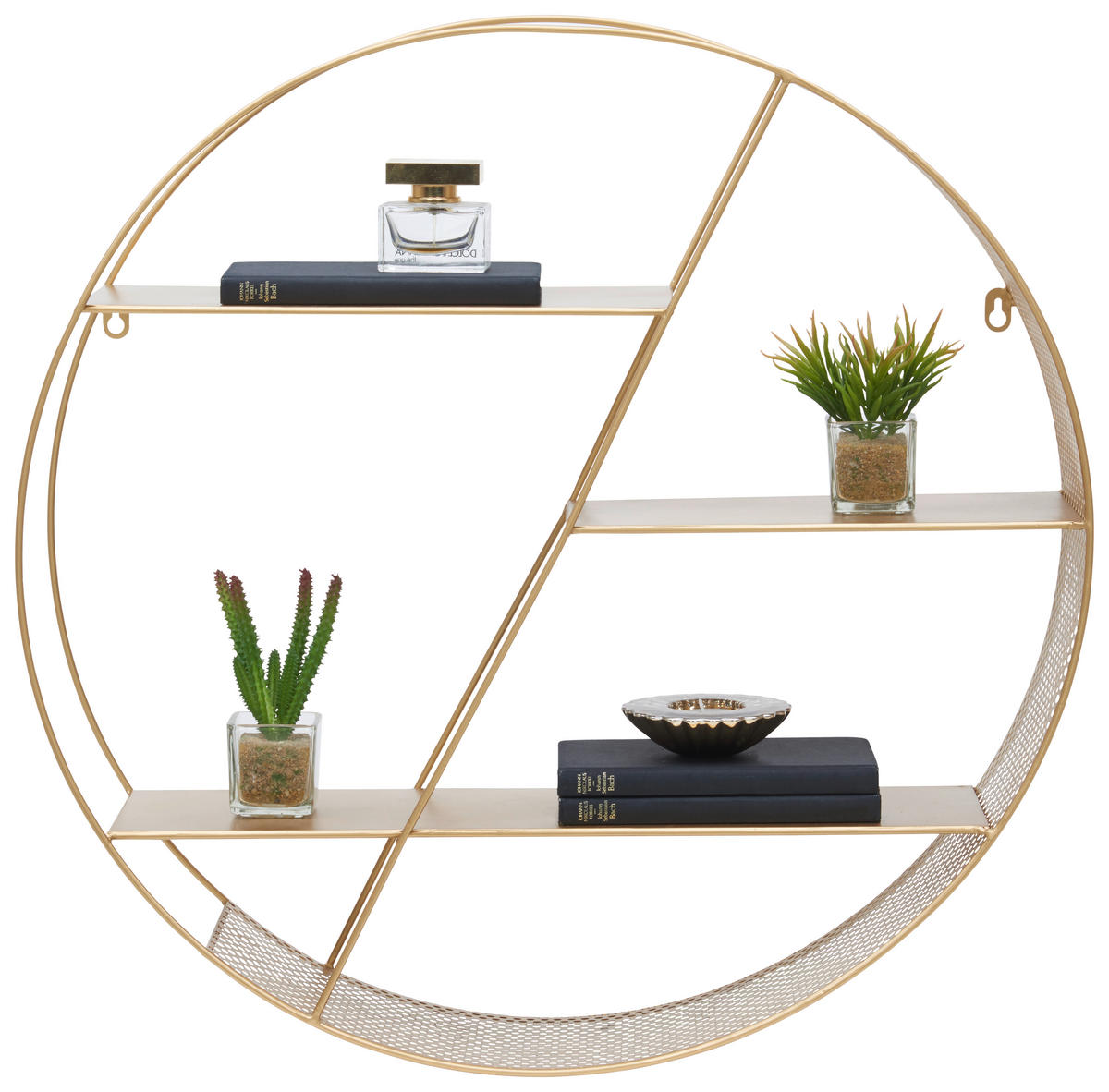 NÁSTENNÝ REGÁL, zlatá - zlatá, Design, kov (60/60/15cm) - Carryhome