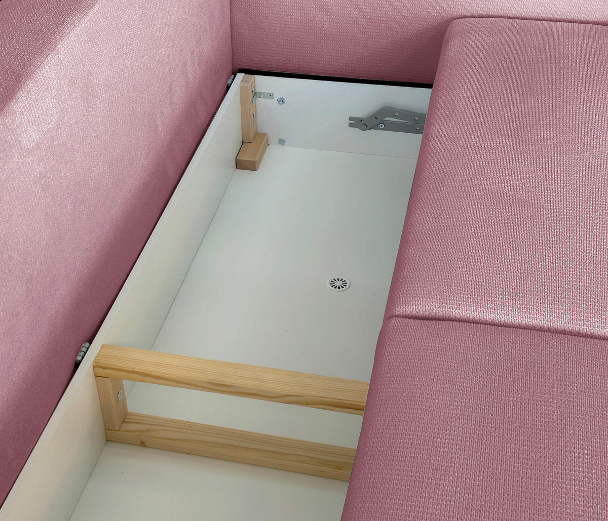 SCHLAFSOFA in Webstoff Rosa  - Schwarz/Rosa, Design, Holz/Kunststoff (216/96/102cm) - MID.YOU