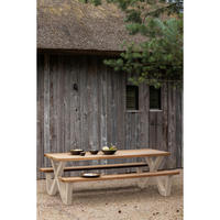 GARTENTISCHGRUPPE  - Naturfarben, MODERN, Holz/Metall (206/145/75cm) - Livetastic