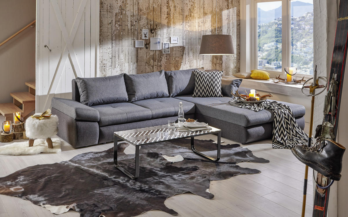 ECKSOFA Anthrazit, Dunkelgrau Webstoff  - Dunkelgrau/Anthrazit, Design, Kunststoff/Textil (313/215cm) - Carryhome