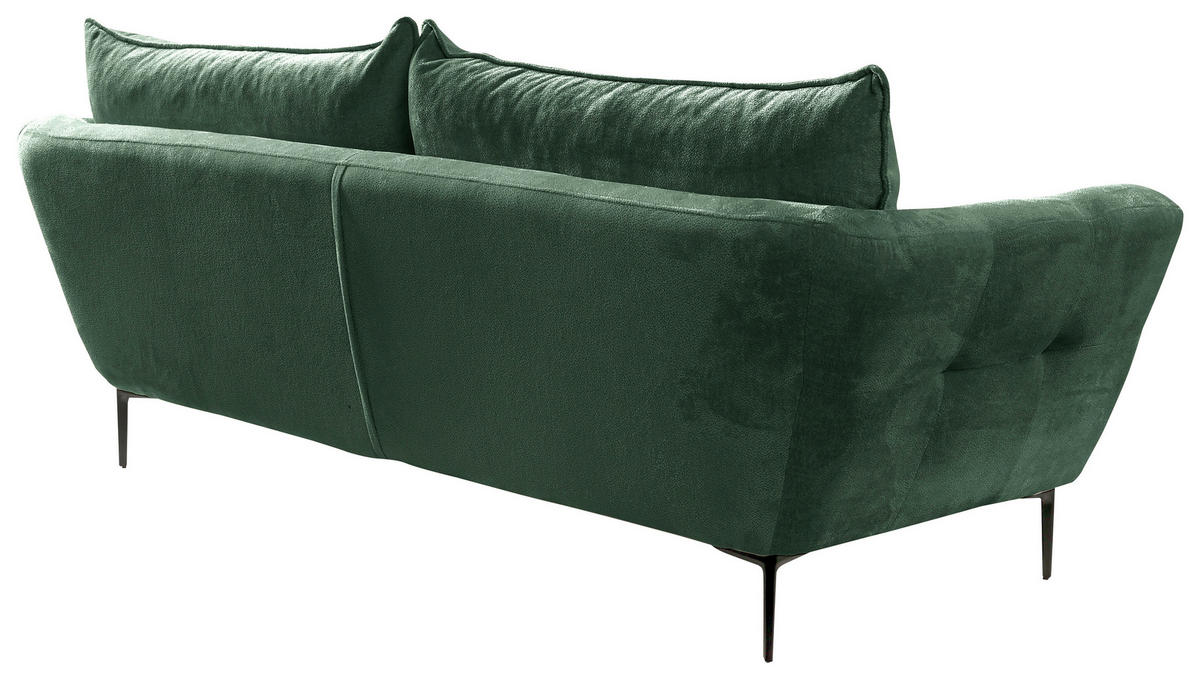 SOFA in Velours Grün  - Schwarz/Grün, Design, Textil/Metall (225/86/95cm) - MID.YOU
