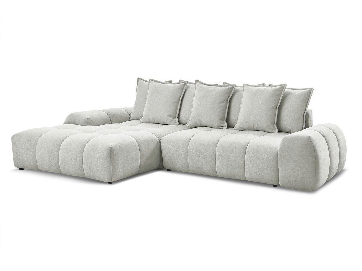 ECKSCHLAFSOFA EVEREST  mit Rücken echt, Armteil links, Armteil rechts Struktur Hellgrau  - Hellgrau/Schwarz, MODERN, Kunststoff/Textil (180/318cm) - Livetastic