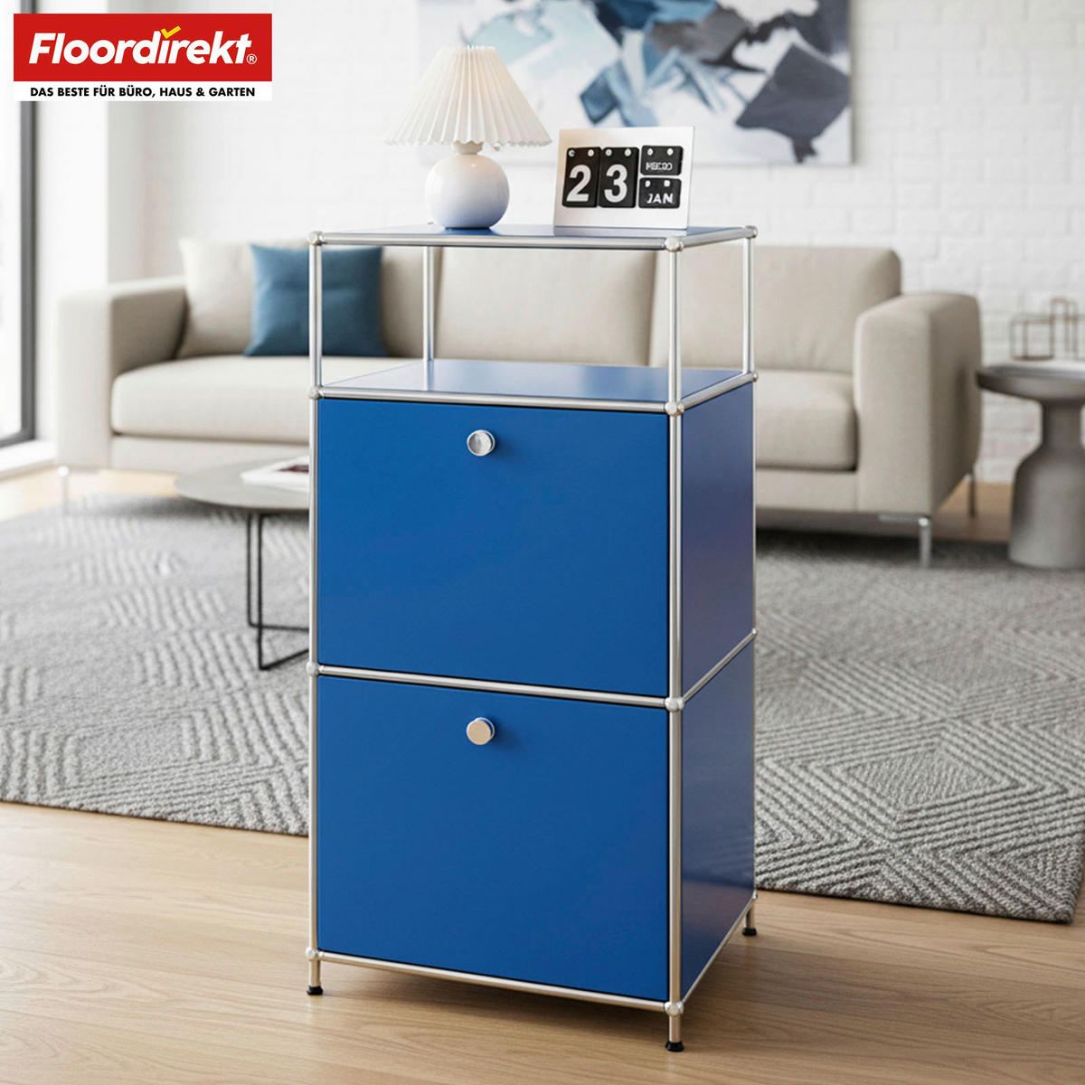 STANDREGAL Blau  - Blau, Basics, Metall (50/100/40cm) - Floordirekt