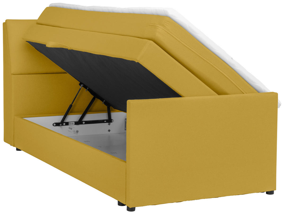BOXSPRINGBETT 100/200 cm  in Gelb  - Gelb/Schwarz, MODERN, Holz/Textil (100/200cm) - MID.YOU
