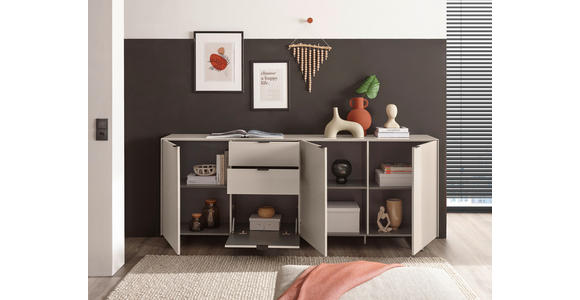 SIDEBOARD Schwarz, Kaschmir  220/89/38 cm  - Kaschmir/Schwarz, MODERN, Holzwerkstoff/Metall (220/89/38cm) - Carryhome