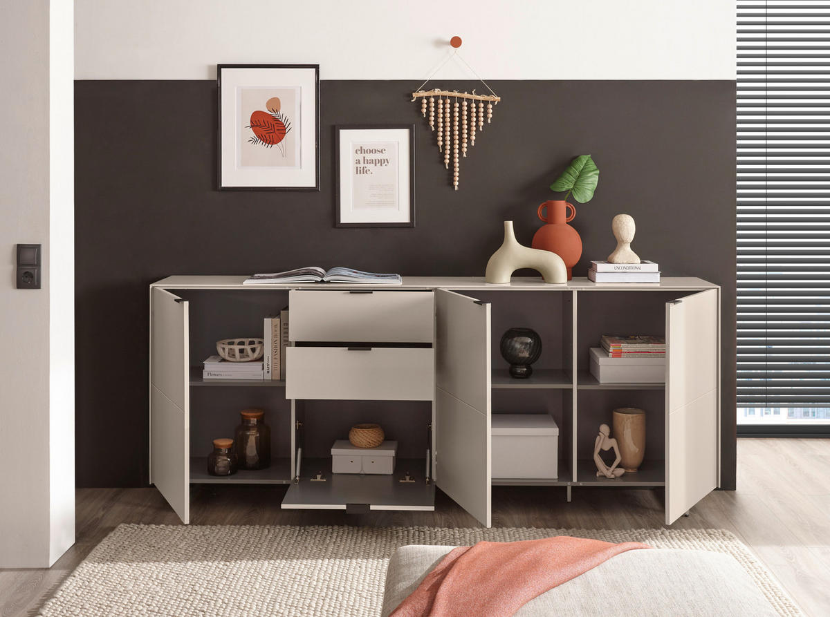 SIDEBOARD Schwarz, Kaschmir  220/89/38 cm  - Kaschmir/Schwarz, MODERN, Holzwerkstoff/Metall (220/89/38cm) - Carryhome