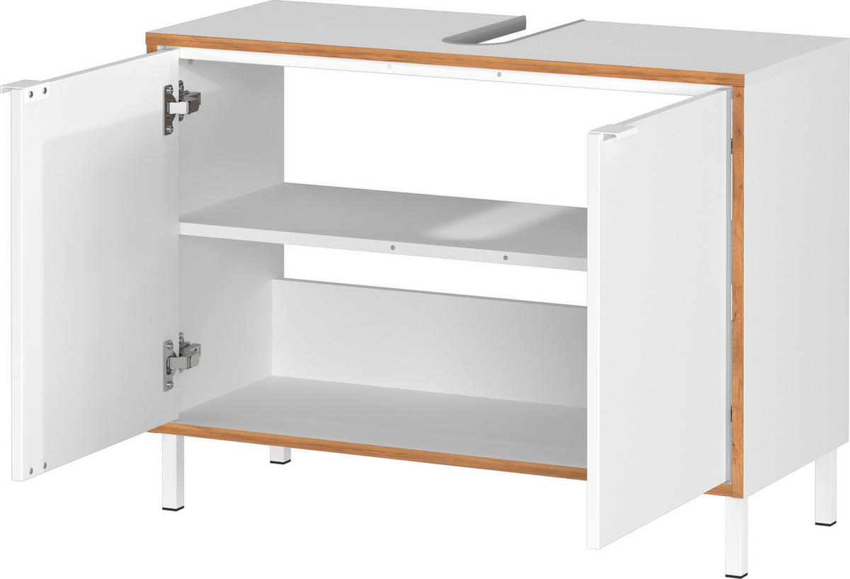 WASCHBECKENUNTERSCHRANK 80/60/35 cm  - Eichefarben/Weiß, MODERN, Holzwerkstoff/Metall (80/60/35cm) - Germania