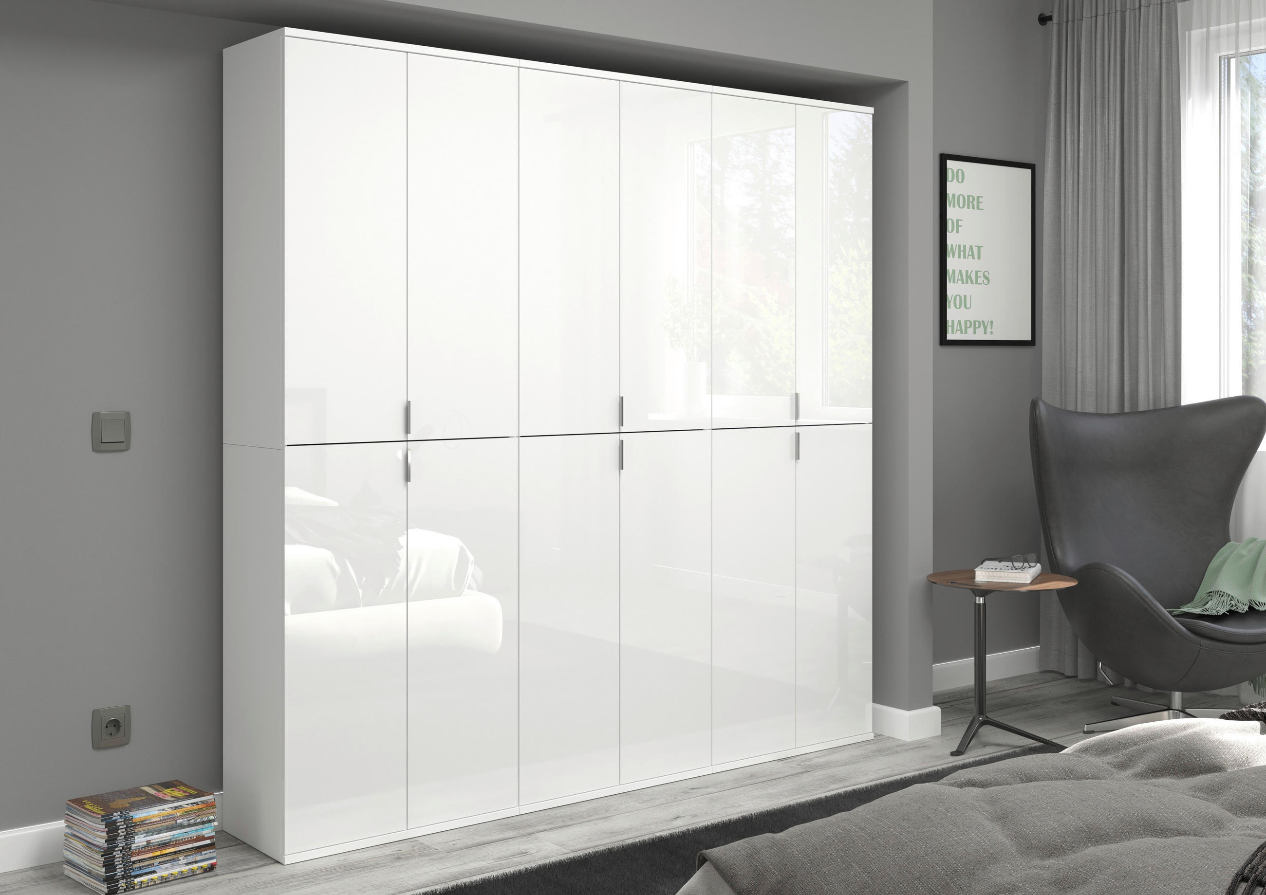 Thumbnail - Mid.you Drehtürenschrank, Weiß, Metall, 21 Fächer, 183x193x34 cm, FSC Mix, Schlafzimmer, Kleiderschränke, Drehtürenschrä...