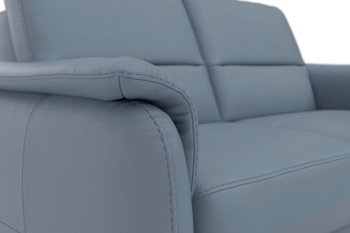 2-SITZER-SOFA PALMERA E Graublau Echtleder  - Graublau/Eichefarben, Basics, Leder/Holz (149/89/89cm) - Sit & More