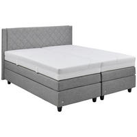 BOXSPRINGBETT 180/200 cm,  in Grau, Matratze, gepolstertes Kopfteil, H2 + H3 = mittel + fest  - Schwarz/Grau, Design, Holzwerkstoff/Textil (180/200cm) - RUF Betten
