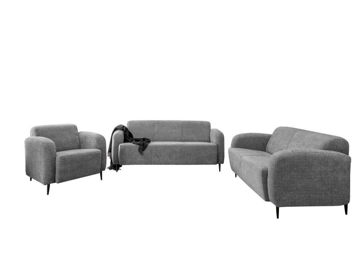 2-SITZER-SOFA in Mikrofaser Grau  - Schwarz/Grau, Modern, Textil/Metall (140/76/90cm) - Livetastic