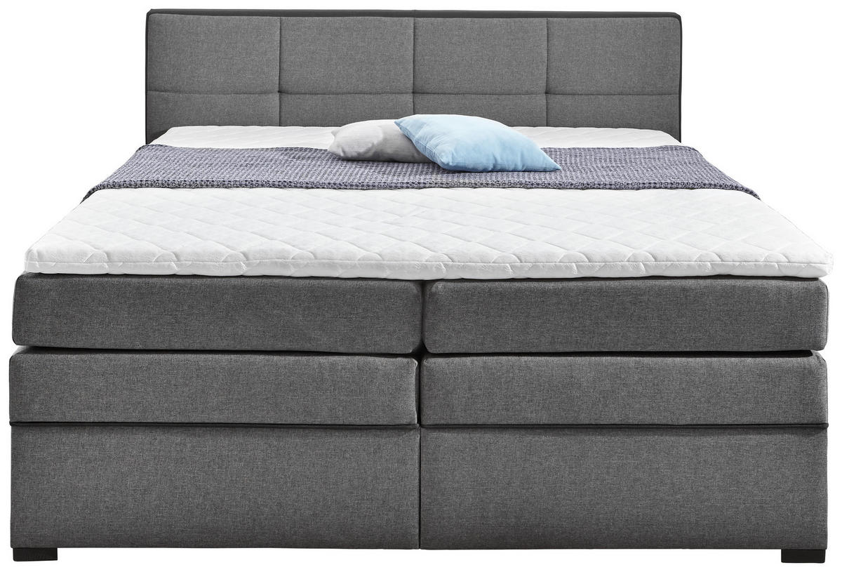 BOXSPRINGBETT 180/200 cm  in Grau, Schwarz  - Wengefarben/Schwarz, Design, Holz/Holzwerkstoff (180/200cm) - Livetastic