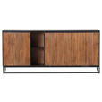 SIDEBOARD Mangoholz furniert, massiv Braun, Naturfarben, Schwarz Rückwand, Oberplatte, Einlegeböden, Füße  - Schwarz/Braun, LIFESTYLE, Holz/Holzwerkstoff (170/75/40cm) - Landscape