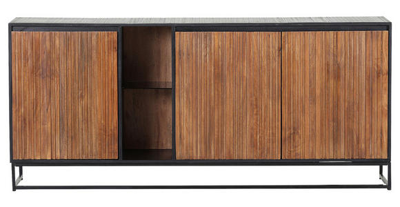 SIDEBOARD Mangoholz furniert, massiv Braun, Naturfarben, Schwarz Rückwand, Oberplatte, Einlegeböden, Füße  - Schwarz/Braun, LIFESTYLE, Holz/Holzwerkstoff (170/75/40cm) - Landscape