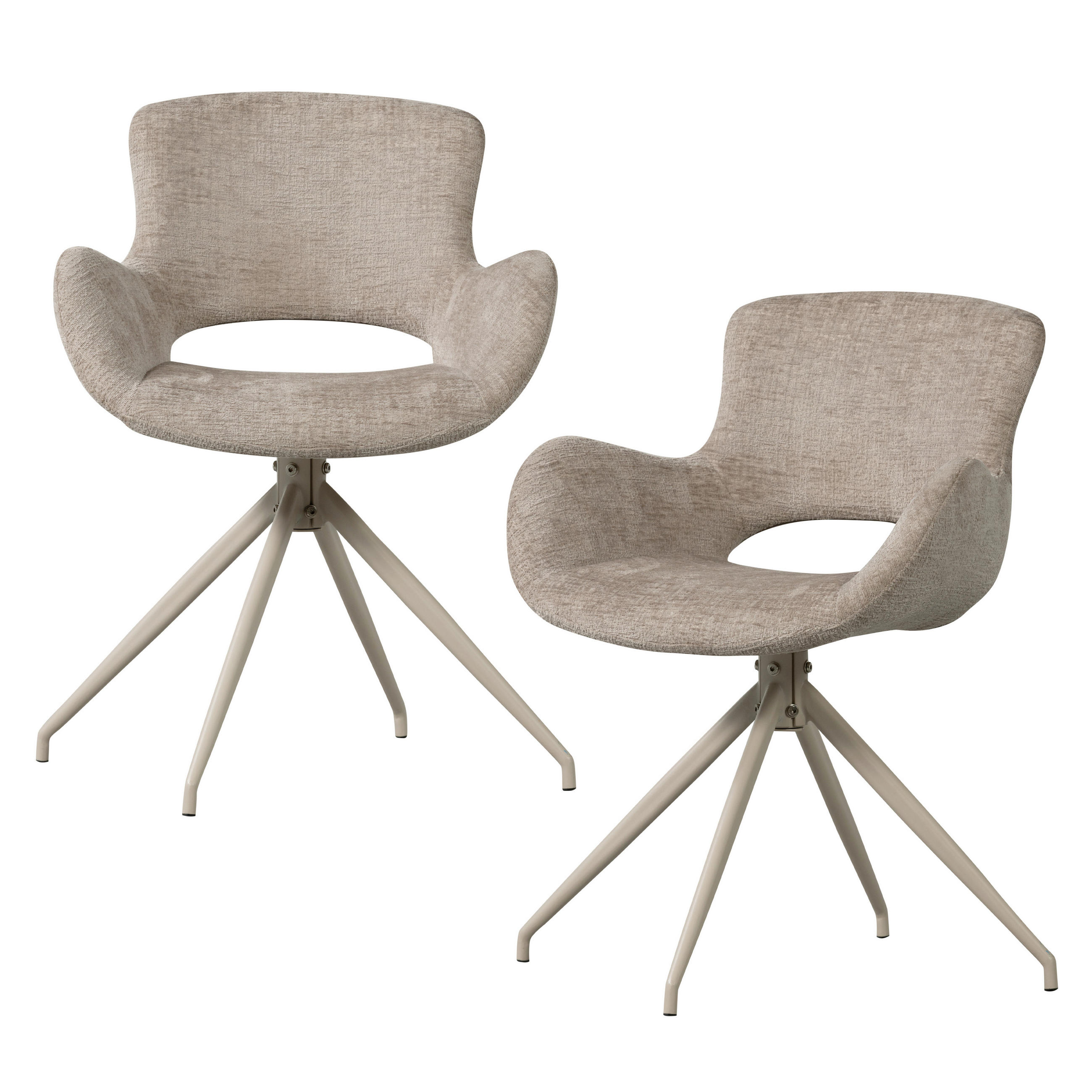 ARMLEHNSTUHL-SET 2 Stück  in Samt  - Sandfarben, MODERN, Textil/Metall (58/58/82cm) - Livetastic