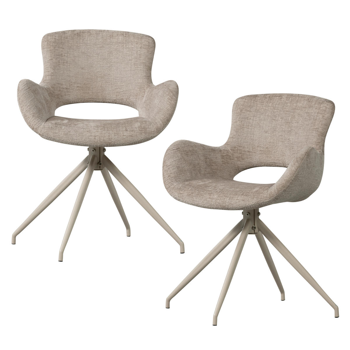 ARMLEHNSTUHL-SET 2 Stück  in Samt  - Sandfarben, MODERN, Textil/Metall (58/58/82cm) - Livetastic