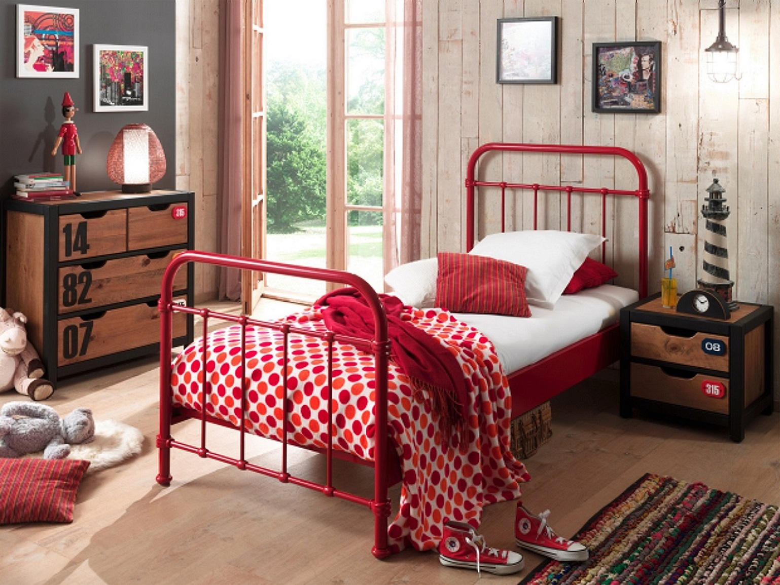 KINDER-/JUNIORBETT - Rot, ROMANTIK / LANDHAUS, Metall (90/200cm) - MID.YOU