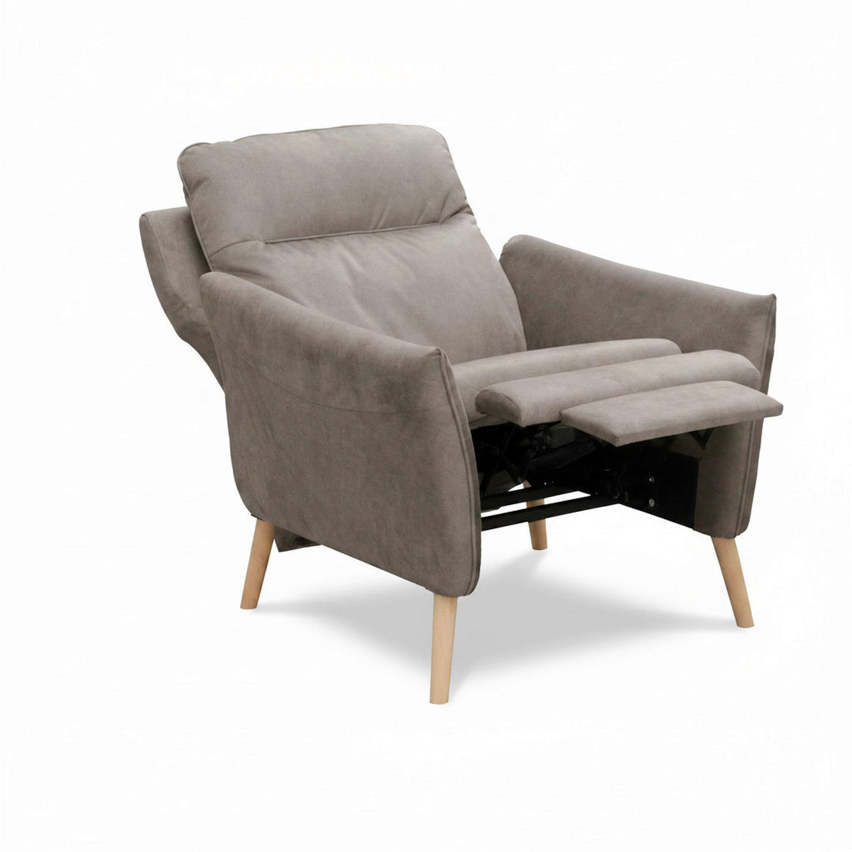 RELAXSESSEL in Textil Taupe  - Taupe/Buchefarben, Design, Holz/Textil (88/110/92cm) - Livetastic