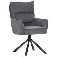 ARMLEHNSTUHL  Stoffauswahl, Sitzfläche 360° drehbar, automatische Rückholfunktion Cord  - Anthrazit/Schwarz, Design, Textil/Metall (60/95/62cm) - Novel