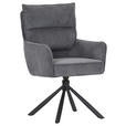 ARMLEHNSTUHL  Stoffauswahl, Sitzfläche 360° drehbar, automatische Rückholfunktion Cord  - Anthrazit/Schwarz, Design, Textil/Metall (60/95/62cm) - Novel