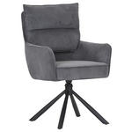 ARMLEHNSTUHL  Stoffauswahl, Sitzfläche 360° drehbar, automatische Rückholfunktion Cord  - Anthrazit/Schwarz, Design, Textil/Metall (60/95/62cm) - Novel
