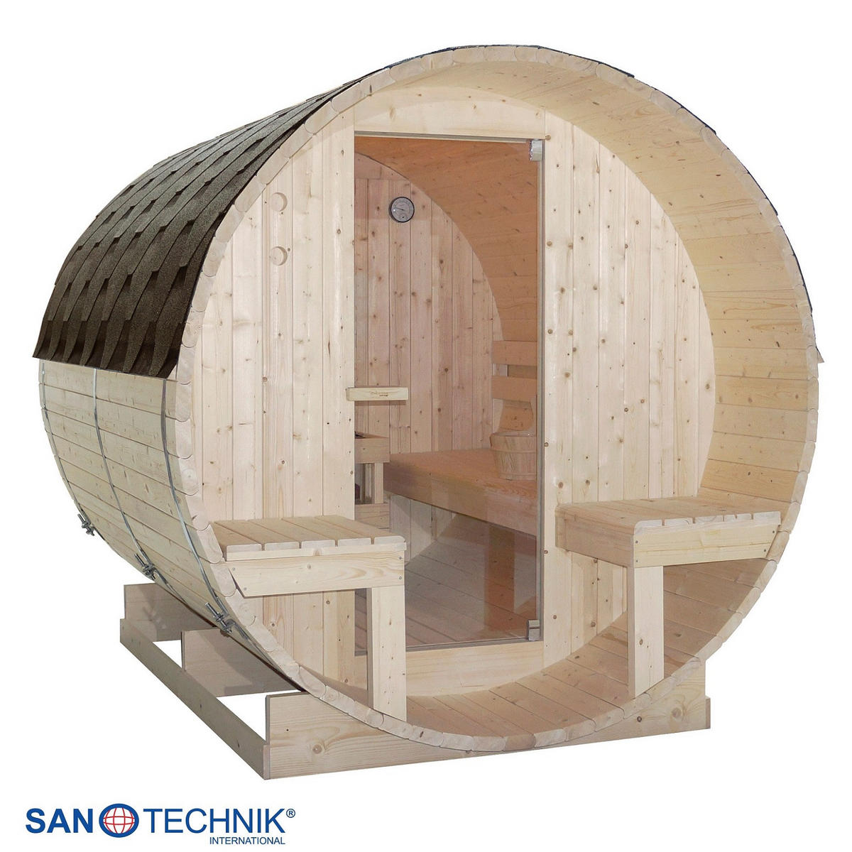 SUDOVÁ SAUNA - farba smreka, Konventionell, drevo/sklo (194,8/220/191,5cm) - Sanotechnik