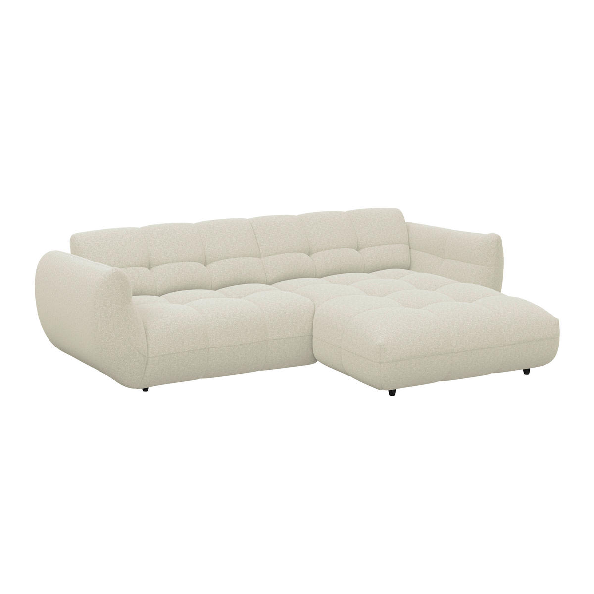 ECKSOFA Chenille Elfenbein  - Elfenbein/Schwarz, Trend, Kunststoff/Textil (280/178cm) - MID.YOU