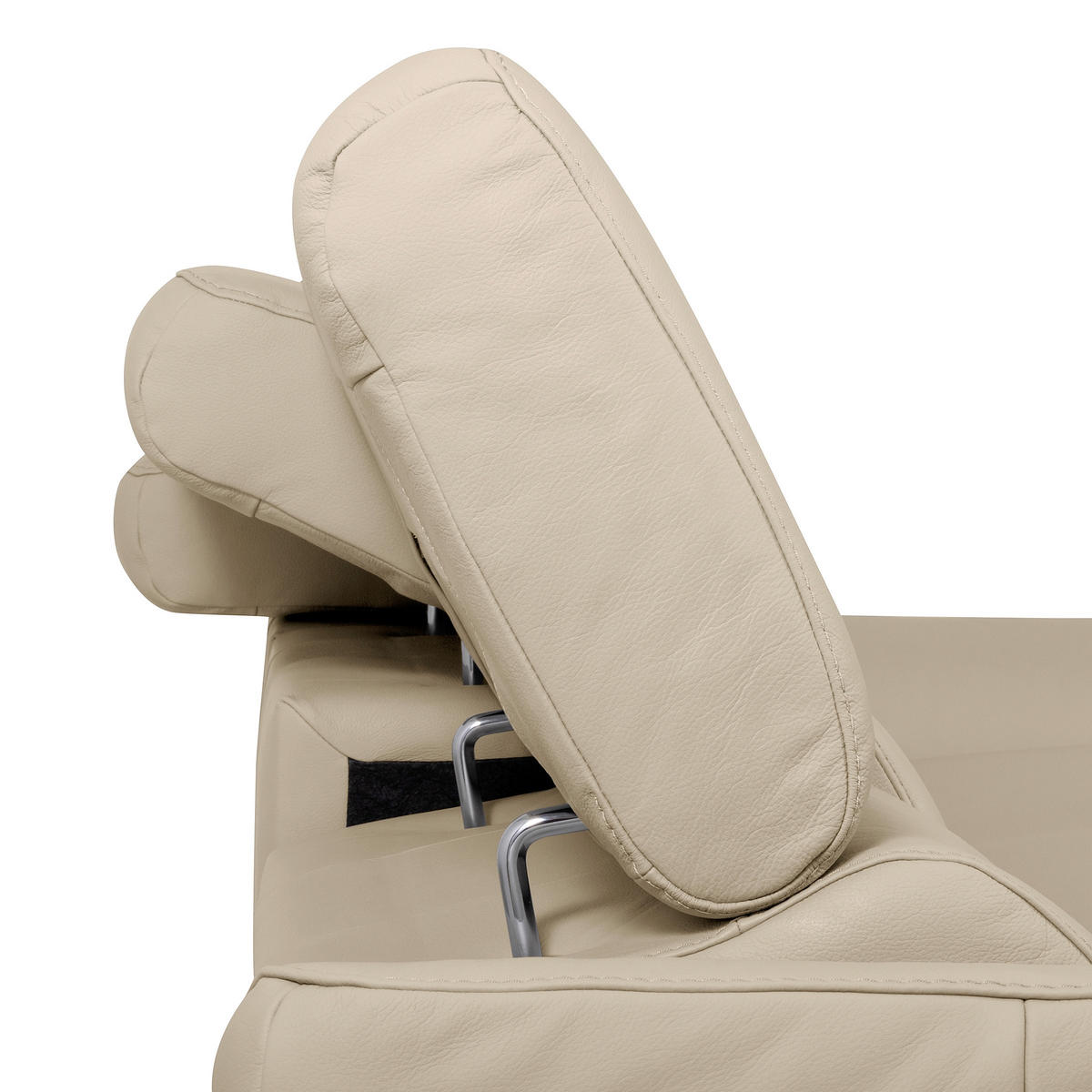 ECKSOFA Lederlook Echtleder Grau  - Chromfarben/Grau, Design, Leder/Textil (252/179cm) - Livetastic