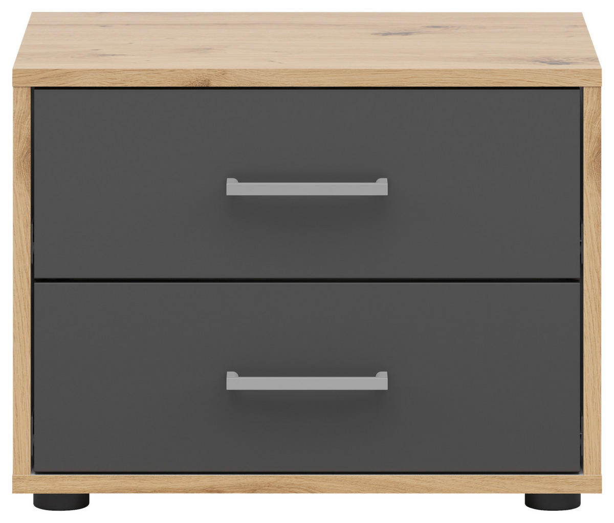 NACHTSCHRANK  - Anthrazit/Silberfarben, Basics, Holzwerkstoff/Kunststoff (50/38/35cm)