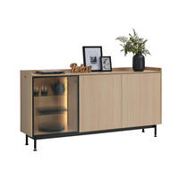 SIDEBOARD Eichefarben  180/89/40 cm  - Eichefarben/Schwarz, Design, Glas/Holzwerkstoff (180/89/40cm) - Lomoco